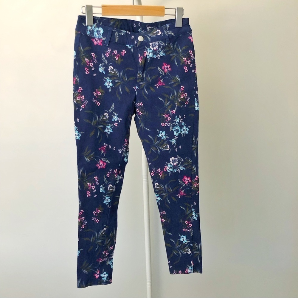 Lily Morgan Floral Colorful Casual Medium Rise Pencil Trousers Pants. Small - Picture 2 of 15
